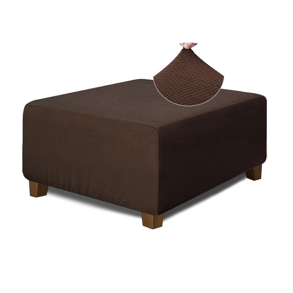 Square Ottoman Cover Jacquard (X-Large, Brown)